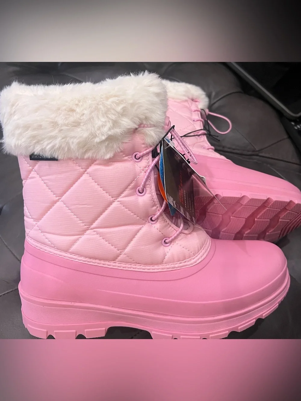 BRAND NEW Ozark Trail Kids Snow Boots Waterproof Pink/White - Size Girls 6